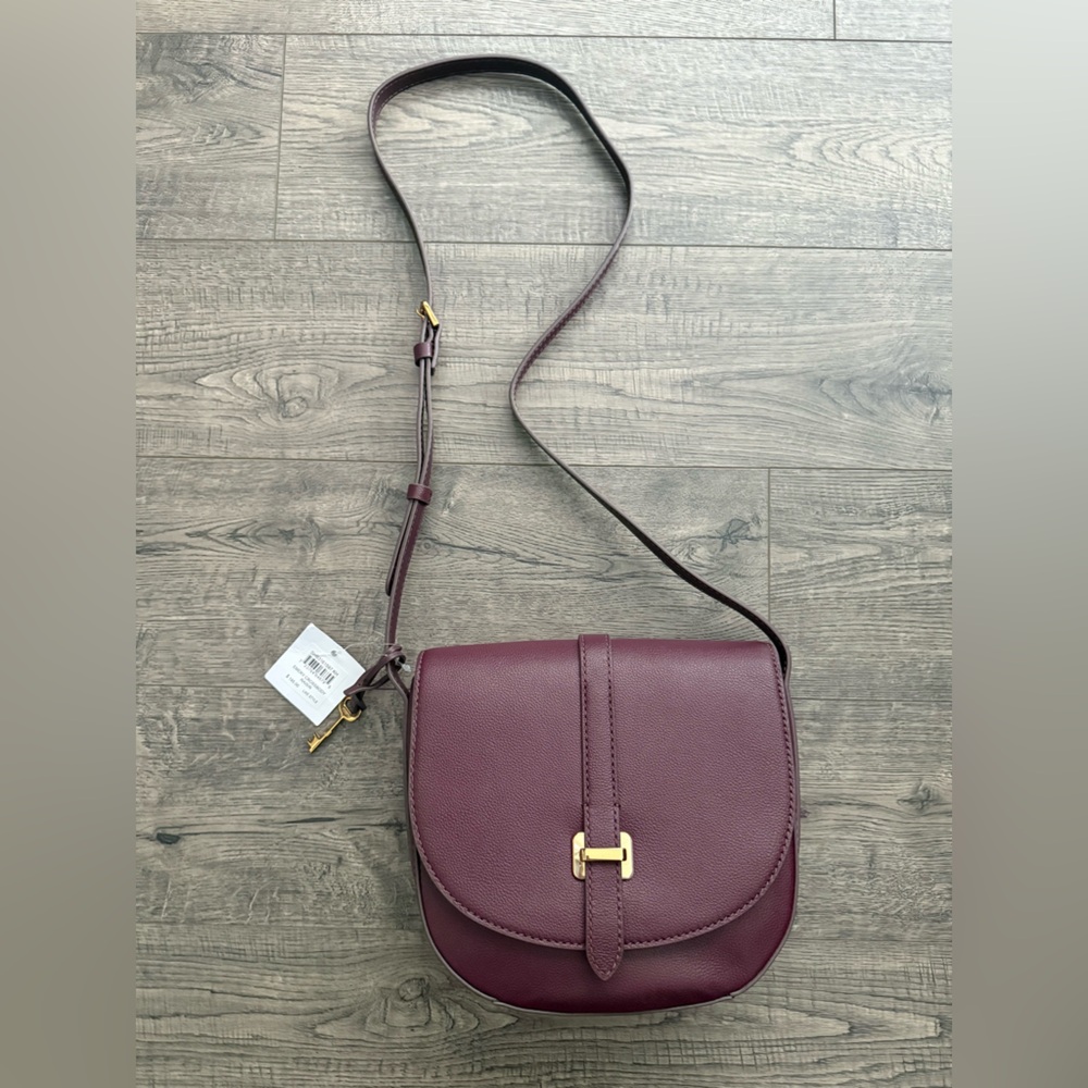 Fossil Emery leather Crossbody Bag with gold hardware
